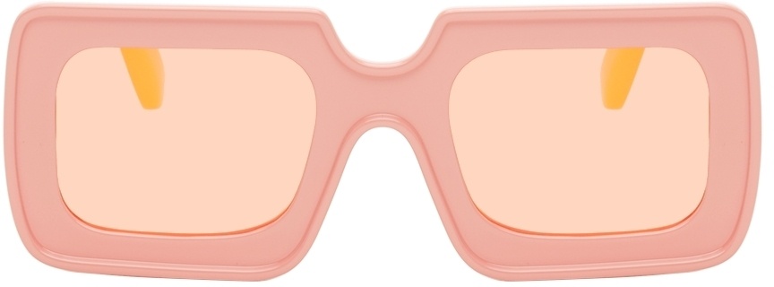 The Animals Observatory Kids Pink & Yellow Rectangular Sunglasses