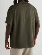 FEAR OF GOD ESSENTIALS - Logo-Flocked Cotton-Jersey T-Shirt - Green
