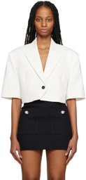 Pushbutton White Cropped Blazer