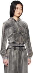 alexanderwang.t Gray Shrunken Zip-Up Hoodie