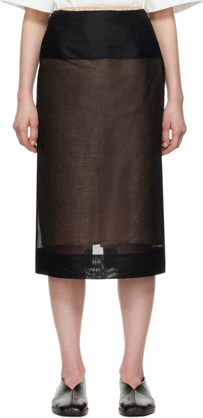 Photo: Carven Black Sheer Midi Skirt