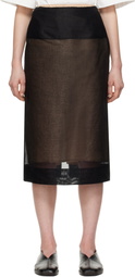 Carven Black Sheer Midi Skirt