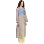 Ports 1961 Brown and White Gingham Criss Cross Front Trench Coat