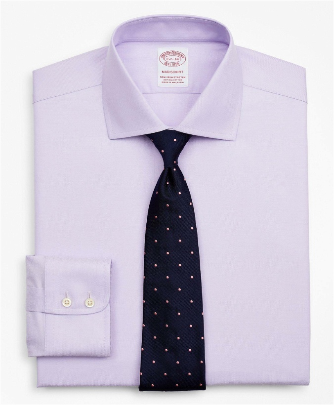Photo: Brooks Brothers Men's Stretch Madison Relaxed-Fit Dress Shirt, Non-Iron Twill English Collar | Lavender