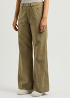 Frame Le Baggy Palazzo Cotton Trousers Sage