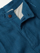 11.11/eleven eleven - Tapered Slub Cotton Drawstring Trousers - Blue