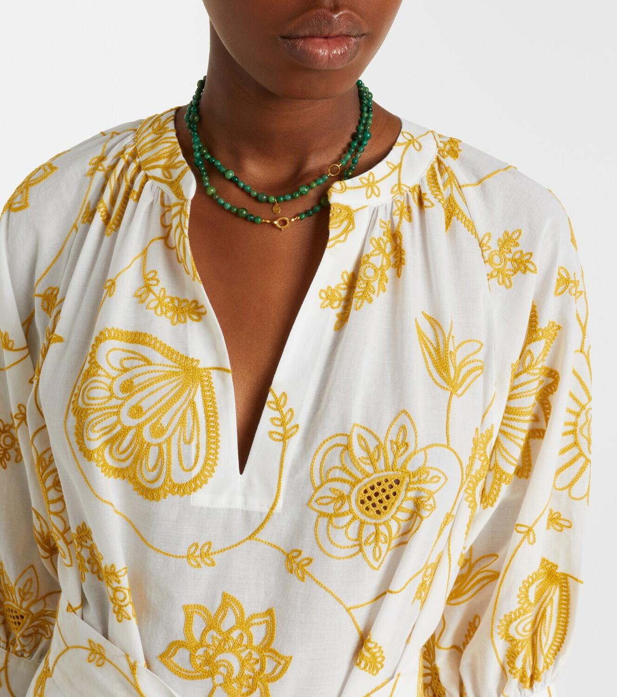 Eres Anjana embroidered cotton-blend midi dress