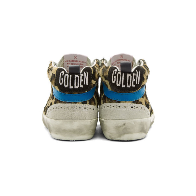 Golden Goose Black and Brown Leopard Pony Mid Star Sneakers