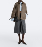 Prada Layered pleated wool midi skirt