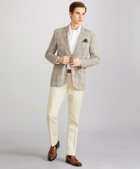 Brooks Brothers Men's Milano Fit Three-Button Check Linen Sport Coat | Beige