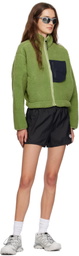 District Vision Green Cropped Wool Pile Fleece Jacket