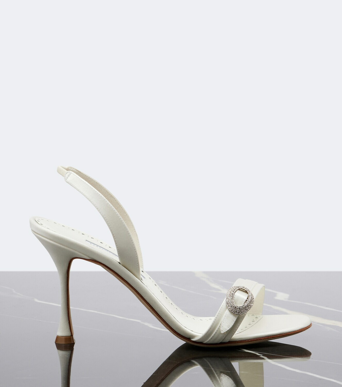 Manolo Blahnik Zutosan embellished satin slingback sandals