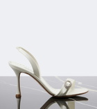 Manolo Blahnik Zutosan embellished satin slingback sandals