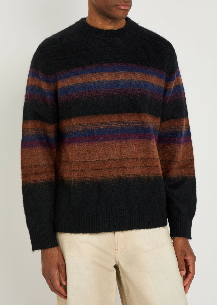 Wax London Wilde Striped Wool-blend Jumper Black