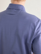 Zegna - Knitted Cotton-Piqué Polo Shirt - Blue