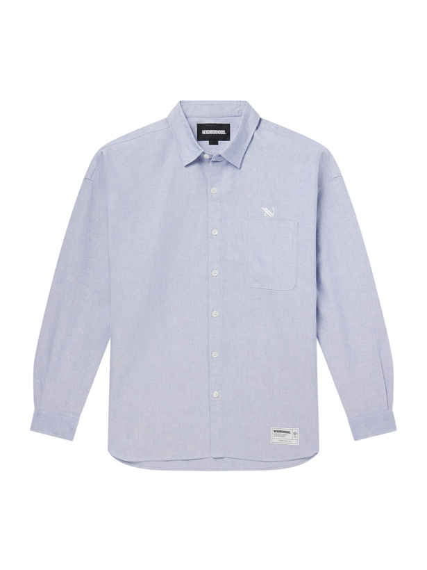 Photo: Neighborhood - Logo-Embroidered Cotton Oxford Shirt - Blue