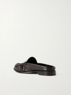 SAINT LAURENT - Le Loafer Logo-Embellished Eel Mules - Brown