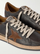 Golden Goose - Ball Star Distressed Suede-Trimmed Leather Sneakers - Brown