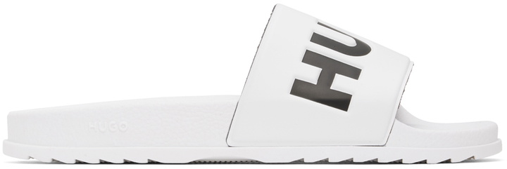 Photo: Hugo White Logo Strap Pool Slides