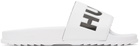 Hugo White Logo Strap Pool Slides