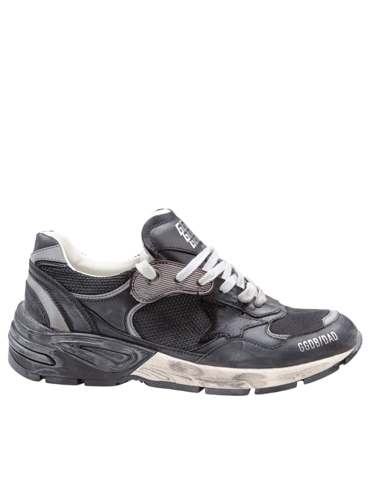 Golden Goose Running Sneakers In Leather And Mesh Color Black/silver