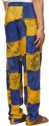Bloke Yellow & Blue Chiffon Patchwork Trousers