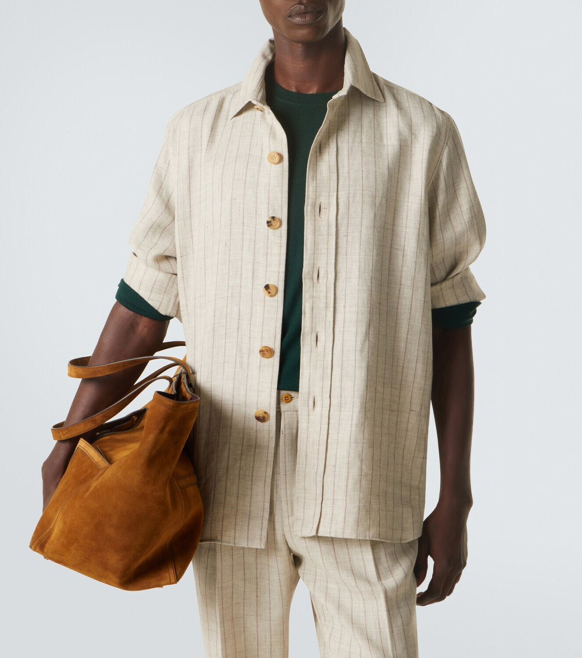 Rubinacci Striped linen and wool shirt