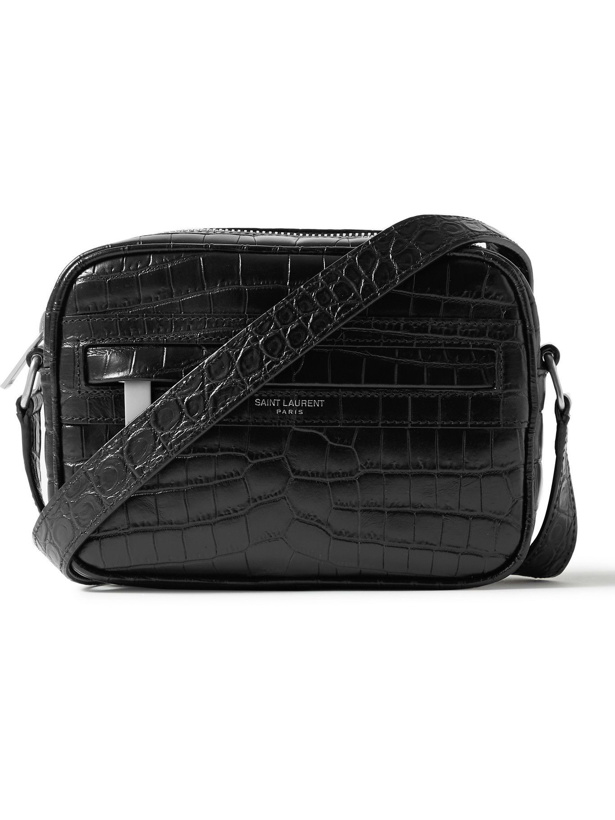 Photo: SAINT LAURENT - Croc-Effect Leather Messenger Bag
