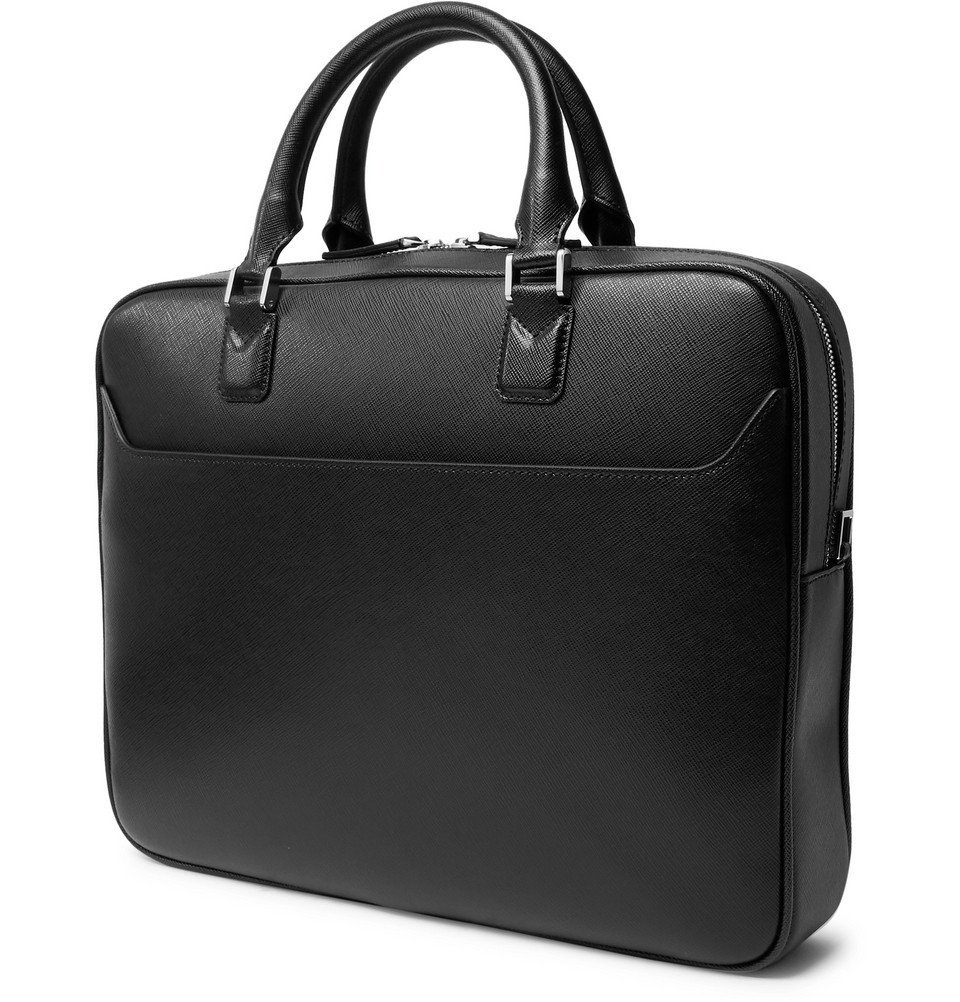 Slim Briefcase - Luxury Taiga Leather Black