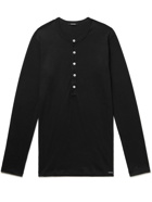 TOM FORD - Stretch Cotton-Jersey Henley T-Shirt - Black