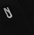 AFFIX - Logo-Embroidered Cotton-Blend Socks - Black