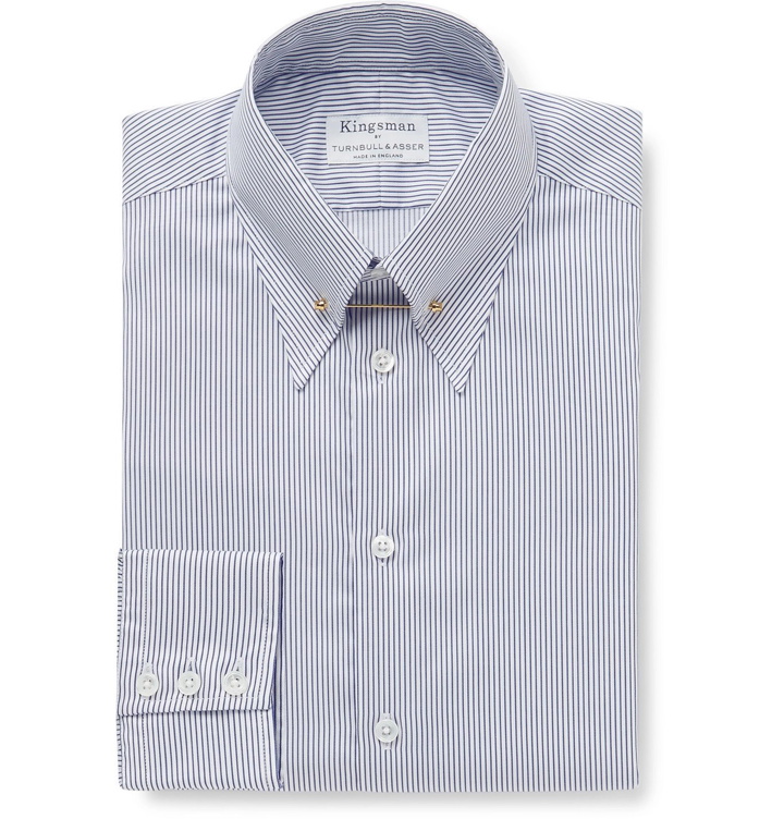 Photo: Kingsman - Turnbull & Asser Slim-Fit Pinned-Collar Striped Cotton Shirt - Blue
