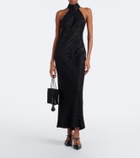 Rixo Maura open-back satin jacquard midi dress