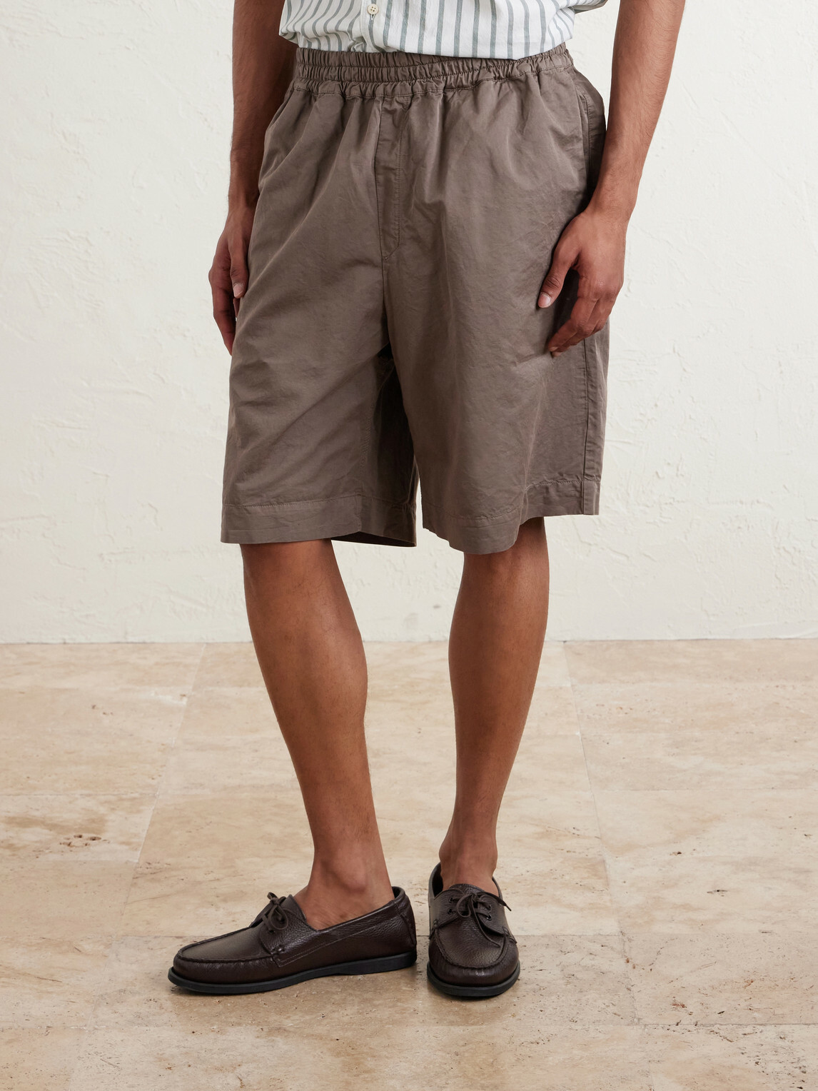 A Kind Of Guise - Saleh Straight-Leg Cotton and Linen-Blend Drawstring Shorts - Brown