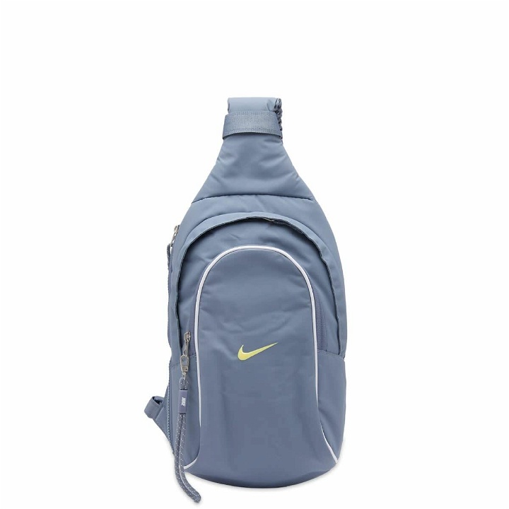 Photo: Nike Sportswear Essentials Sling Bag (8L) in Ashen Slate/White/Lazer Orange