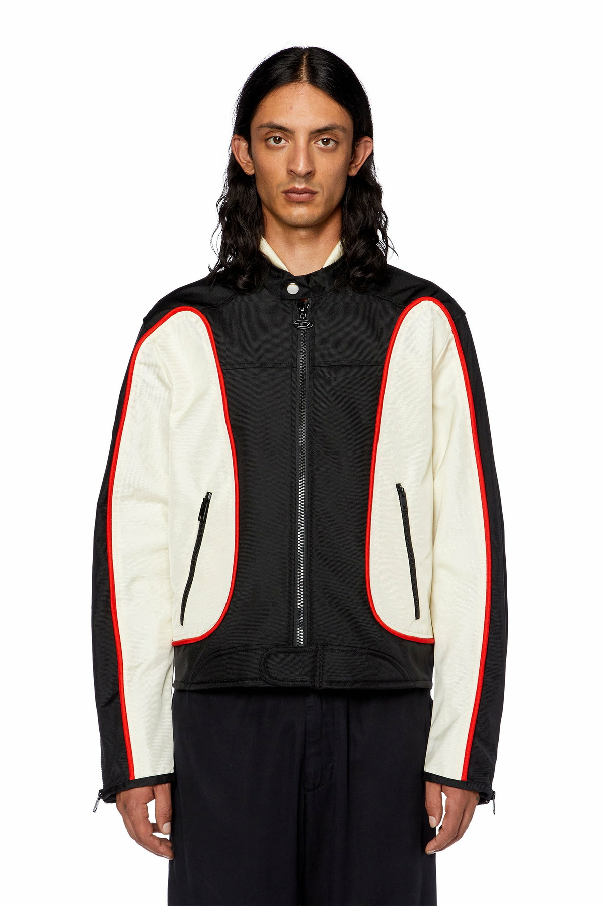 Diesel Biker jacket in colour-block nylon - Jackets Mens in