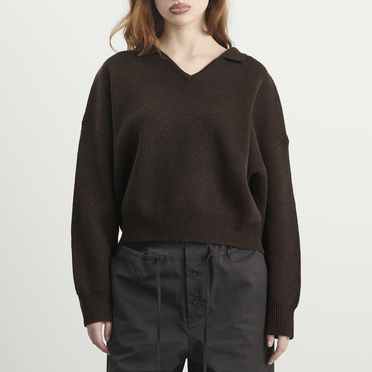 Deiji Studios Women's Collared Pullover in Burnt Wood