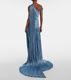 Marmar Halim Draped pleated silk chiffon gown