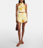 Cala de la Cruz Ivy printed halterneck linen crop top