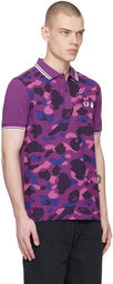 BAPE Purple Fred Perry Edition Camo Polo