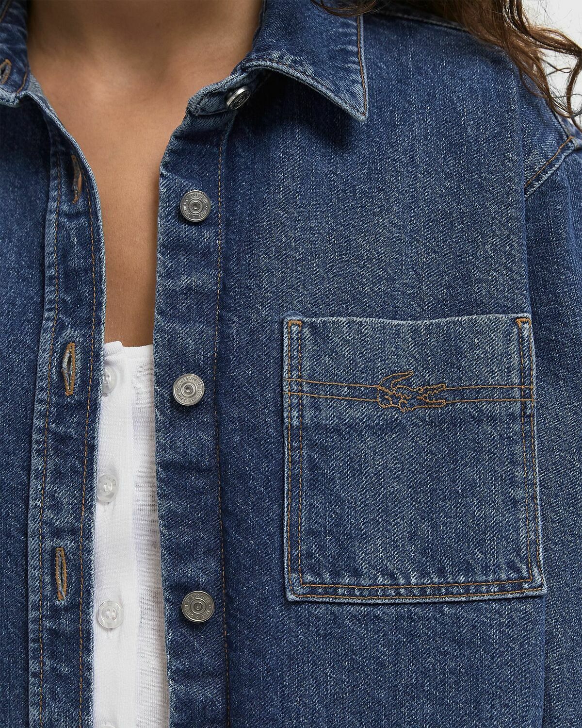 Lacoste Oversized Denim Overshirt Blue Womens Denim Jacket