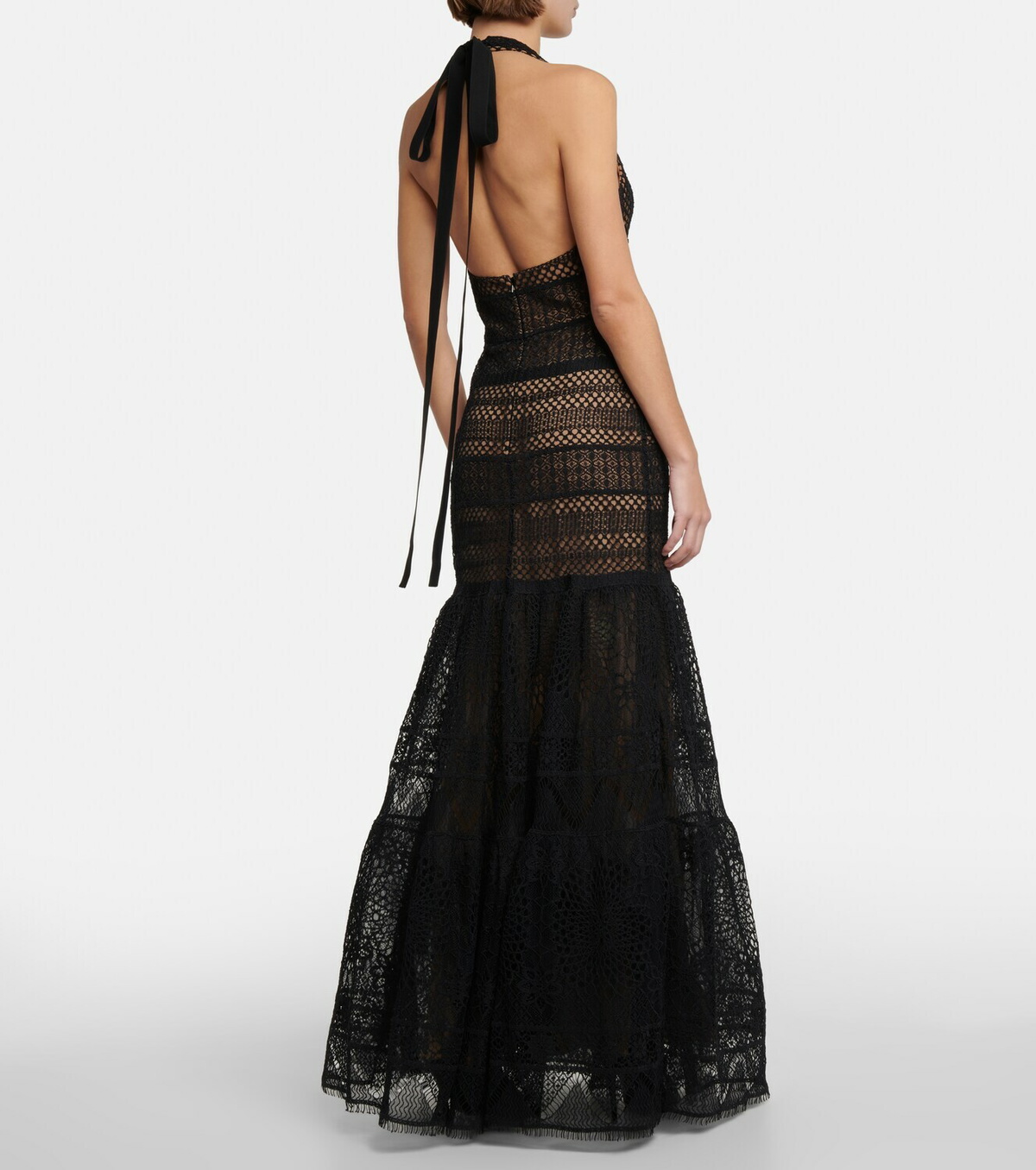 Elie Saab Macram halter-neck gown Elie Saab