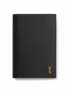 SAINT LAURENT - Cassandre Logo-Embellished Glossed-Leather Passport Cover