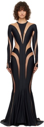Mugler Black Spiral Maxi Dress