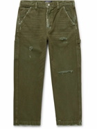 Enfants Riches Déprimés - Straight-Leg Distressed Cotton-Canvas Trousers - Green