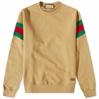 Gucci Men's GRG Sleeve Crew Neck Sweat in Camel