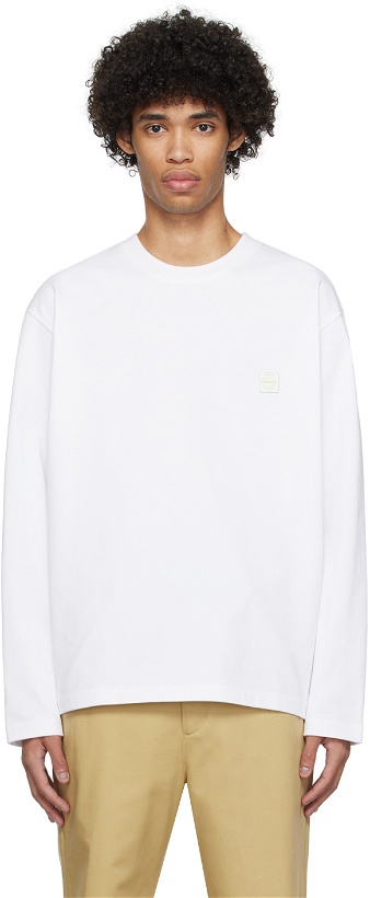 Photo: Solid Homme White Crewneck Long Sleeve T-Shirt