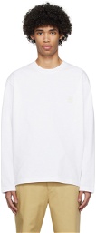 Solid Homme White Crewneck Long Sleeve T-Shirt