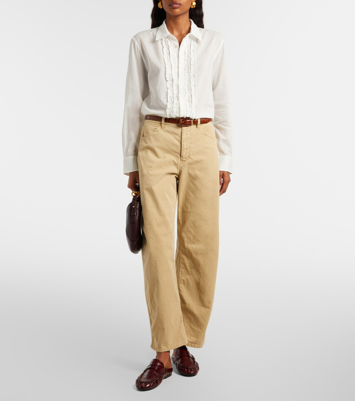 Nili Lotan Nathael ruffled cotton poplin shirt