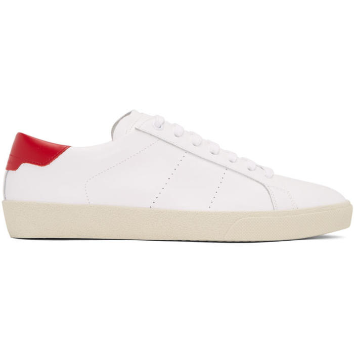 Photo: Saint Laurent White SL-06 Court Classic Sneakers